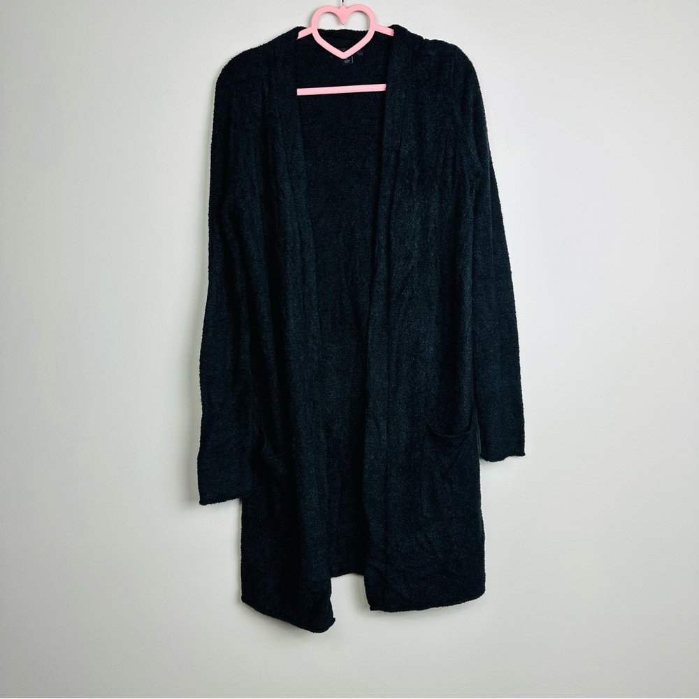 Barefoot Dreams CozyChic Lite Open Black Cardigan Sweater Size Small